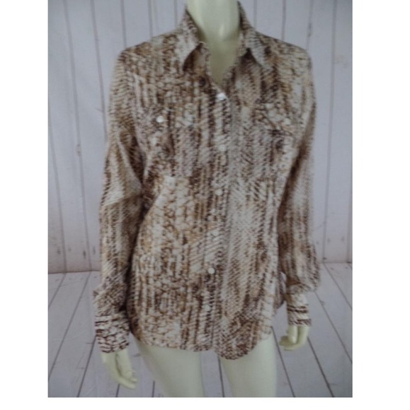 Lucky Brand Blouse Top M Cotton Button Down - Picture 5 of 6